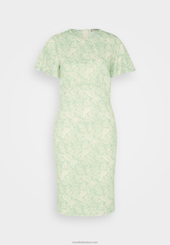 Z62T149 Women Anna Field Jersey Dress Green/Light Green
