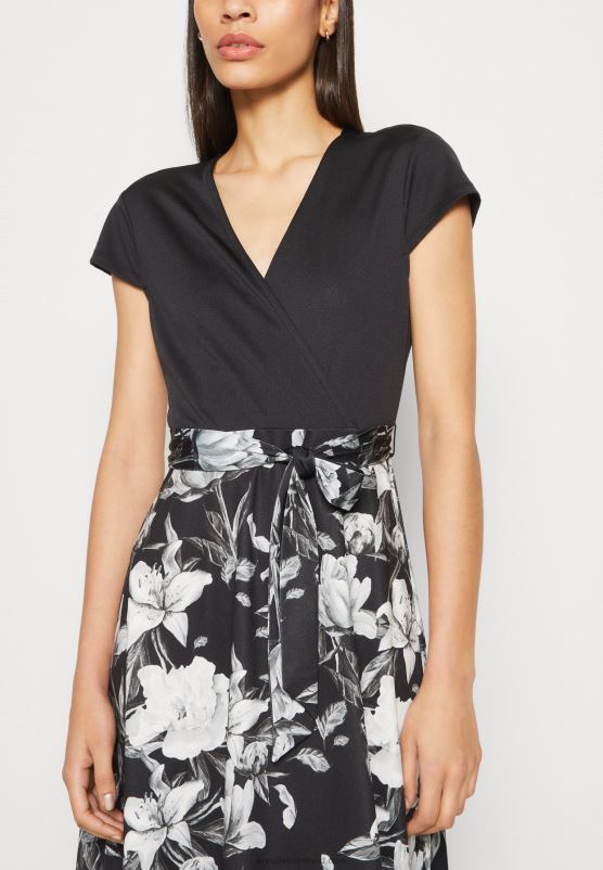 Z62T156 Women Anna Field Jersey Dress Black/Grey/White