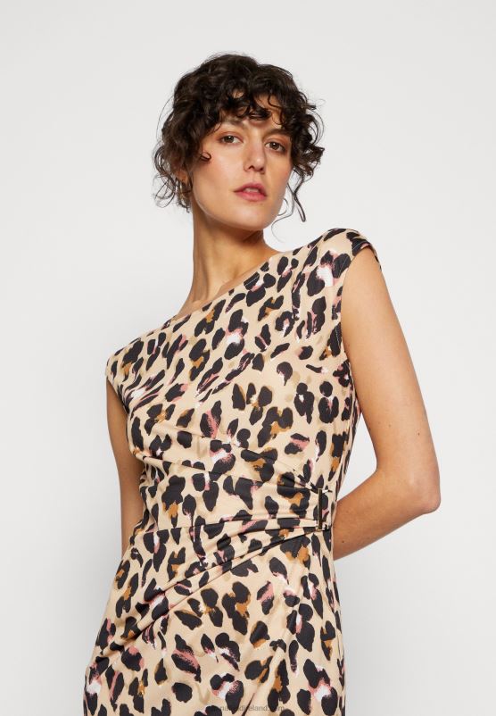 Z62T161 Women Anna Field Jersey Dress Black/Beige/Multi-Coloured