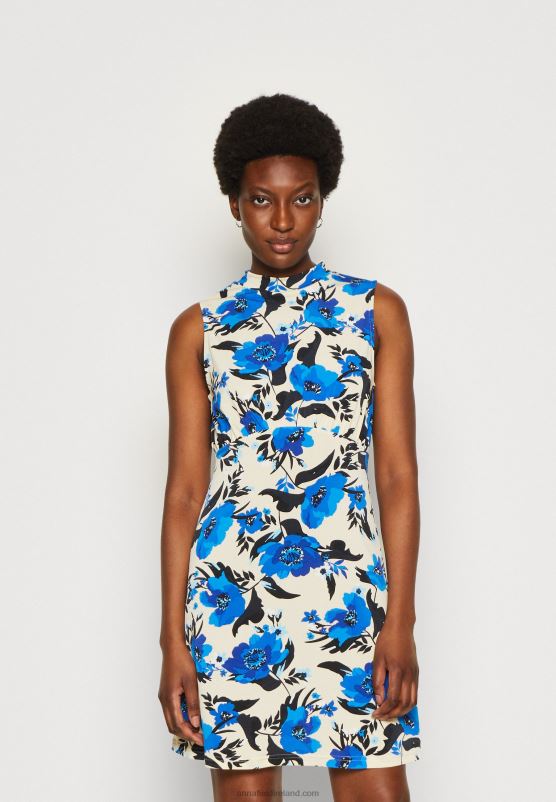 Z62T166 Women Anna Field Jersey Dress Off White/Blue