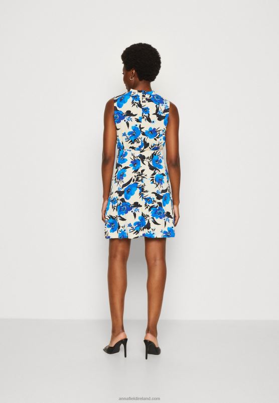 Z62T166 Women Anna Field Jersey Dress Off White/Blue