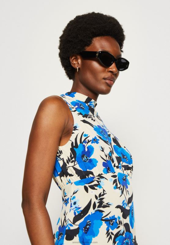 Z62T166 Women Anna Field Jersey Dress Off White/Blue