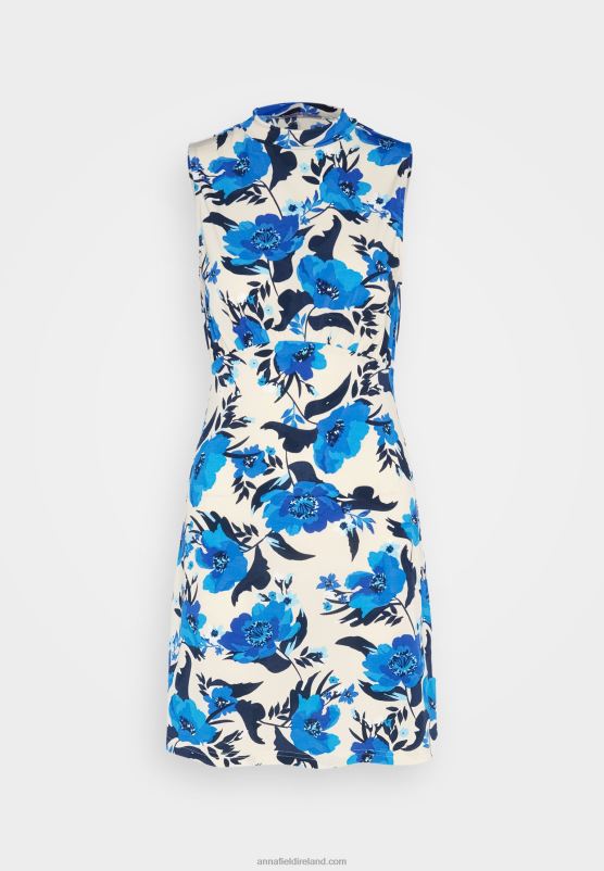 Z62T166 Women Anna Field Jersey Dress Off White/Blue