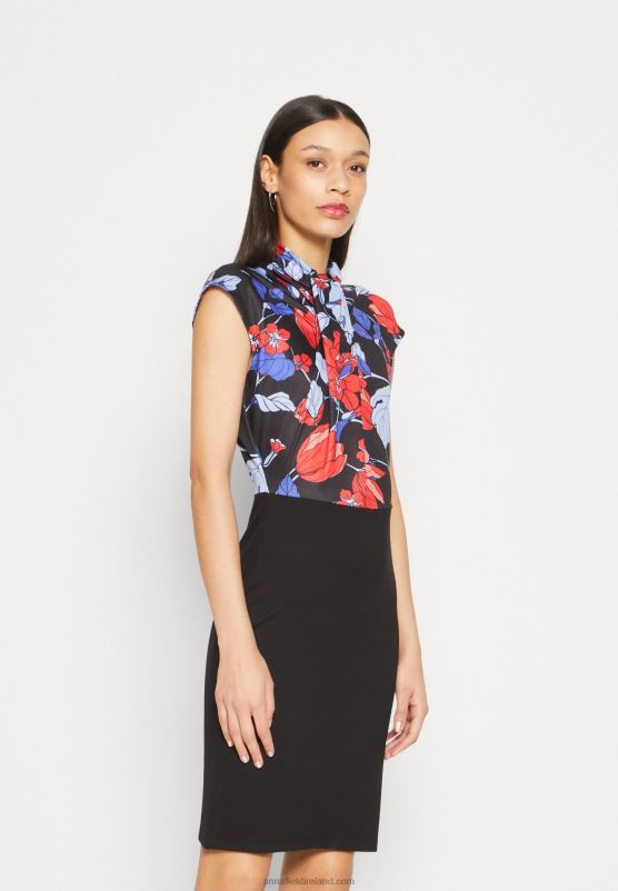 Z62T184 Women Anna Field Jersey Dress Black/Red/Blue