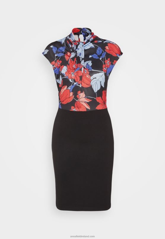 Z62T184 Women Anna Field Jersey Dress Black/Red/Blue