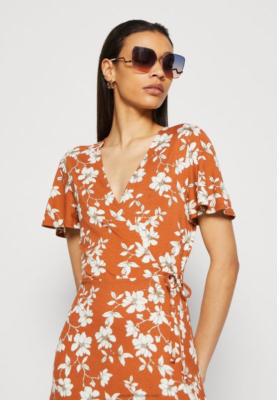 Z62T185 Women Anna Field Jersey Dress Brown/White