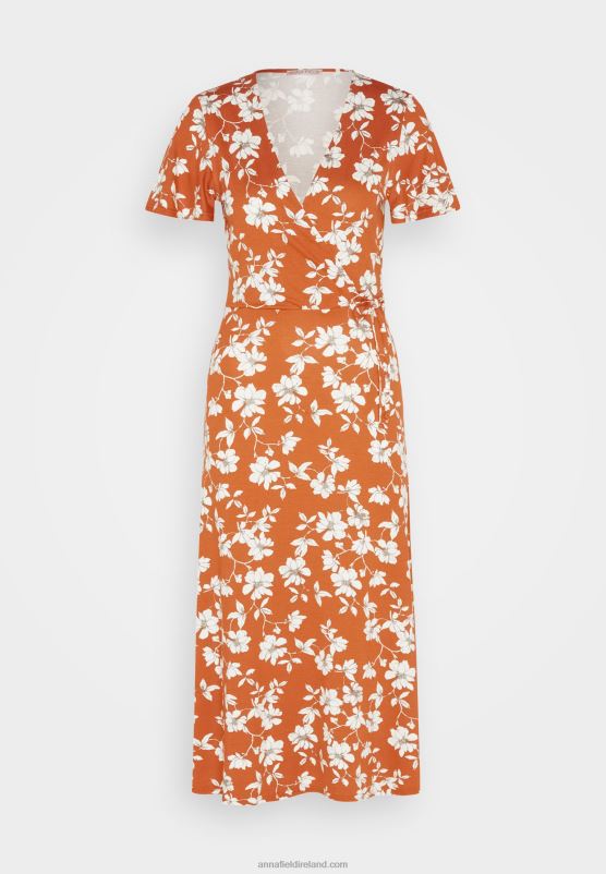 Z62T185 Women Anna Field Jersey Dress Brown/White