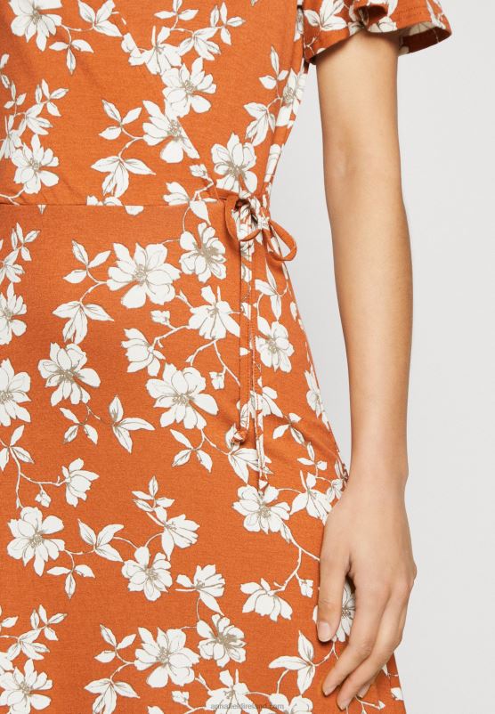 Z62T185 Women Anna Field Jersey Dress Brown/White