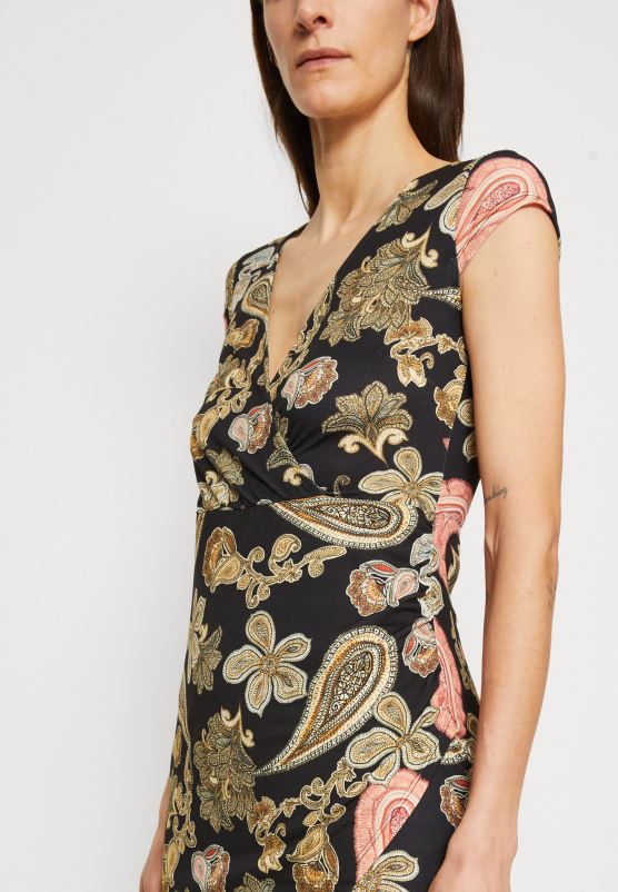 Z62T189 Women Anna Field Jersey Dress Black/Multi Coloured