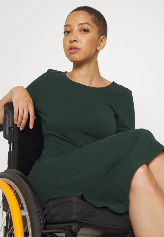 Z62T190 Women Anna Field Jersey Dress Dark Green