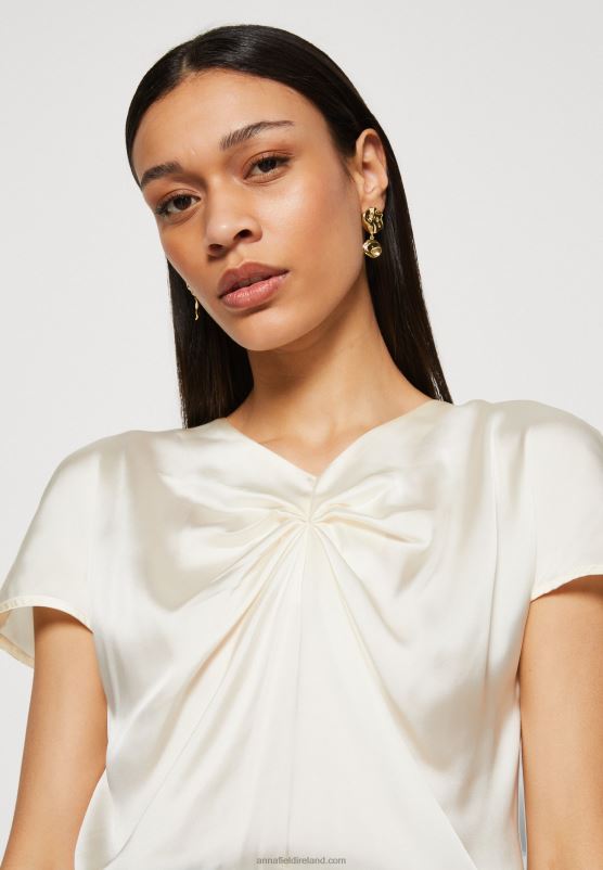 Z62T195 Women Anna Field Shift Dress Off White/Black