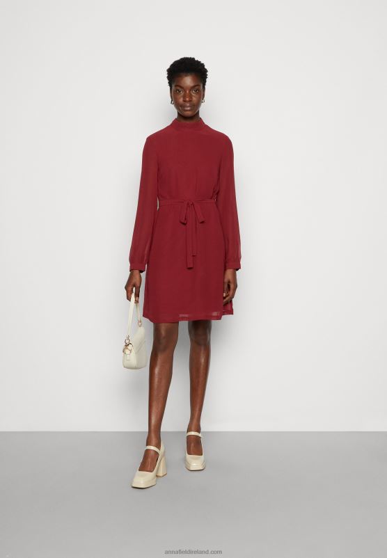 Z62T1 Women Anna Field Day Dress Dark Red