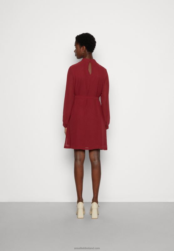 Z62T1 Women Anna Field Day Dress Dark Red