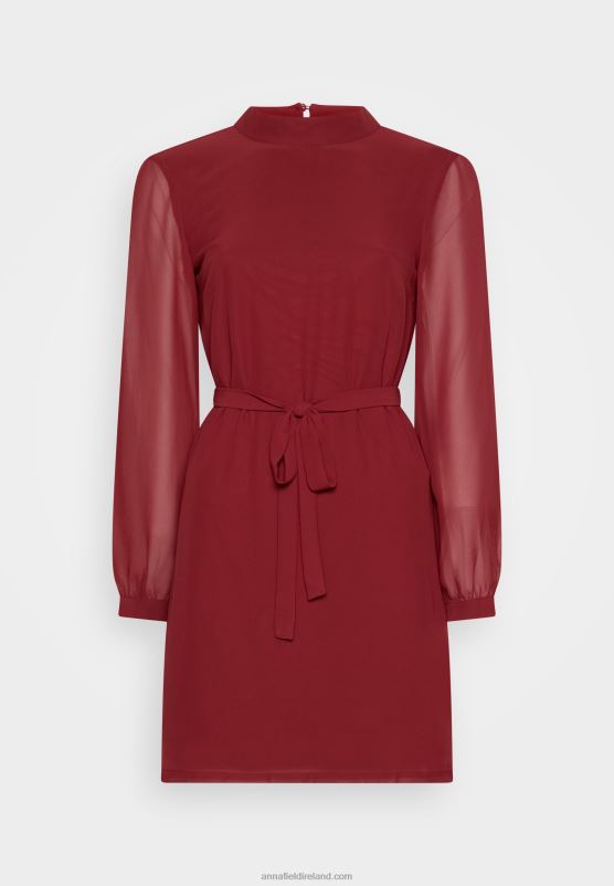 Z62T1 Women Anna Field Day Dress Dark Red