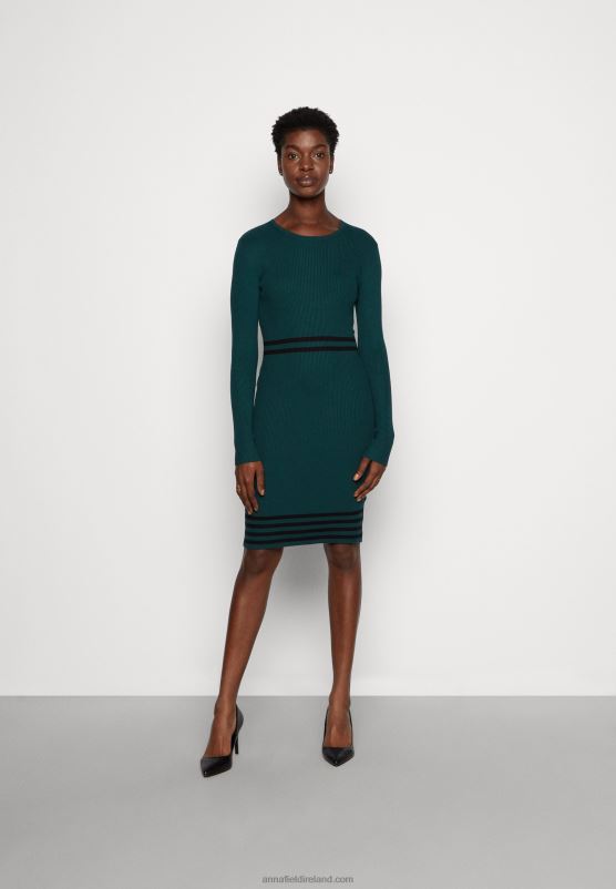 Z62T201 Women Anna Field Jumper Dress Dark Green/Black