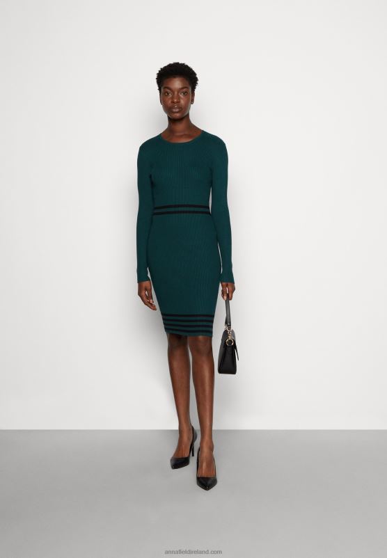 Z62T201 Women Anna Field Jumper Dress Dark Green/Black