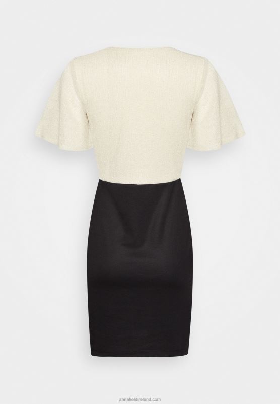 Z62T206 Women Anna Field Shift Dress Gold/Black