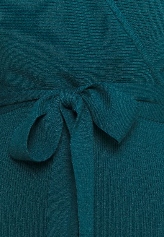 Z62T207 Women Anna Field Wrap V Ausschnitt Mini Strickkleid Mit GRtel Shift Dress Deep Teal