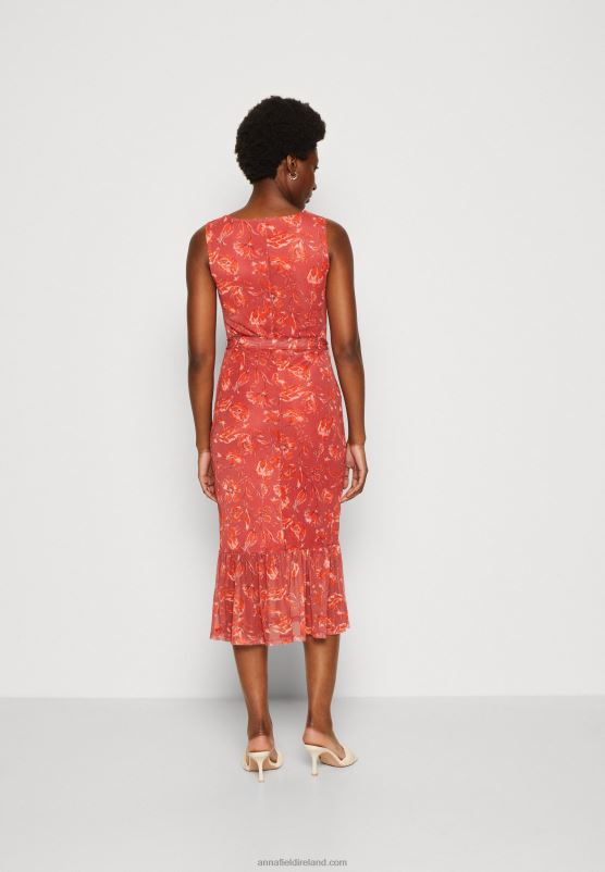 Z62T212 Women Anna Field Shift Dress Beige/Pink/Multi Coloured