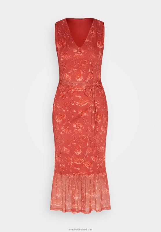 Z62T212 Women Anna Field Shift Dress Beige/Pink/Multi Coloured