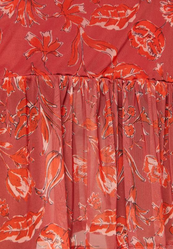 Z62T212 Women Anna Field Shift Dress Beige/Pink/Multi Coloured