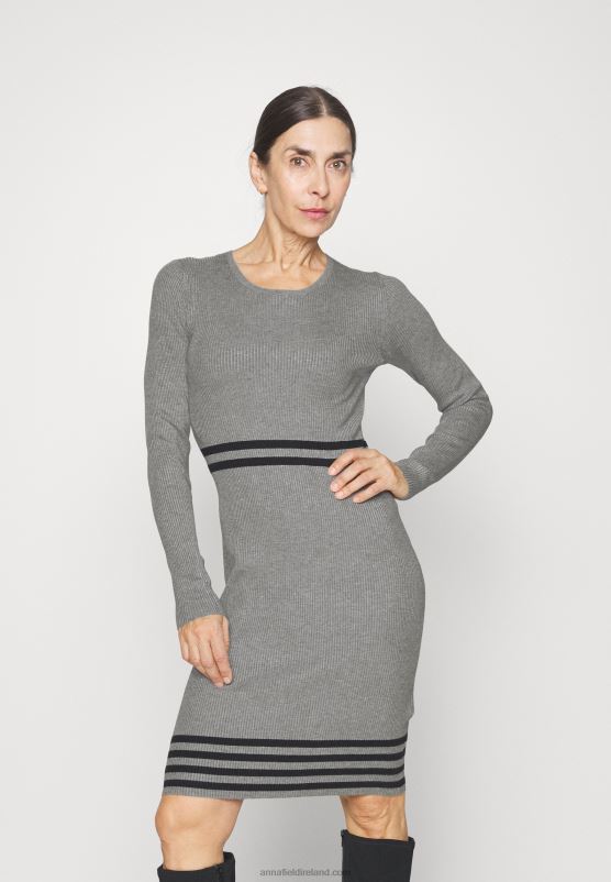 Z62T215 Women Anna Field Jumper Dress Mottled Light Grey/Black