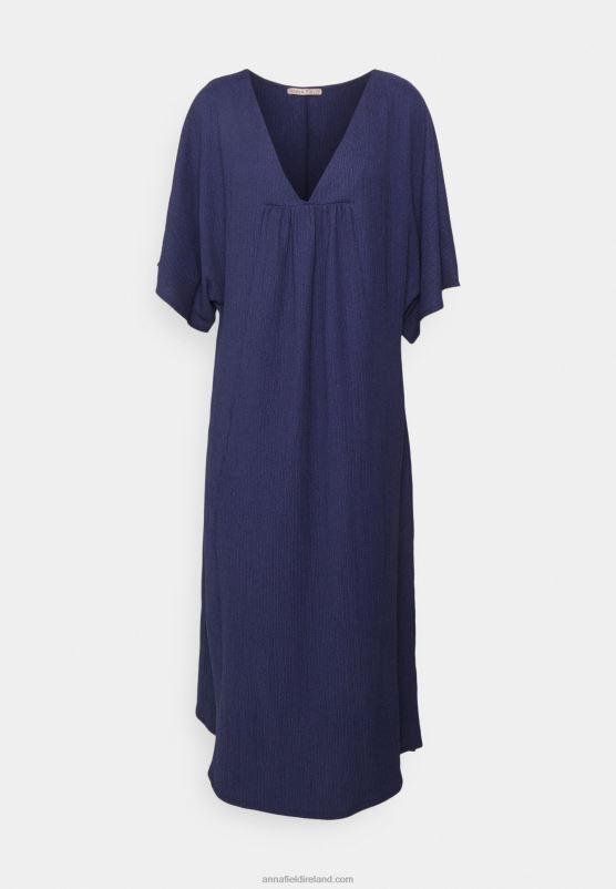 Z62T220 Women Anna Field V Front Beach Dress Maxi Dress Blue