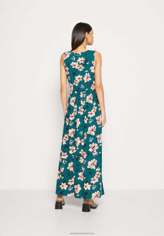 Z62T224 Women Anna Field Maxi Dress Dark Green/Pink