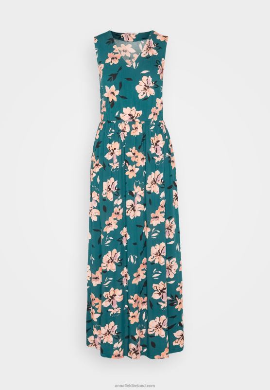 Z62T224 Women Anna Field Maxi Dress Dark Green/Pink