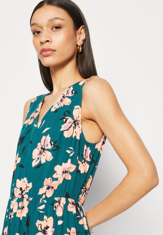 Z62T224 Women Anna Field Maxi Dress Dark Green/Pink