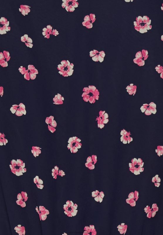 Z62T23 Women Anna Field V-Neck Sleeve Dress Day Dress Dark Blue/Pink