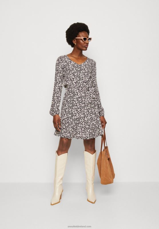 Z62T25 Women Anna Field Day Dress Black/White