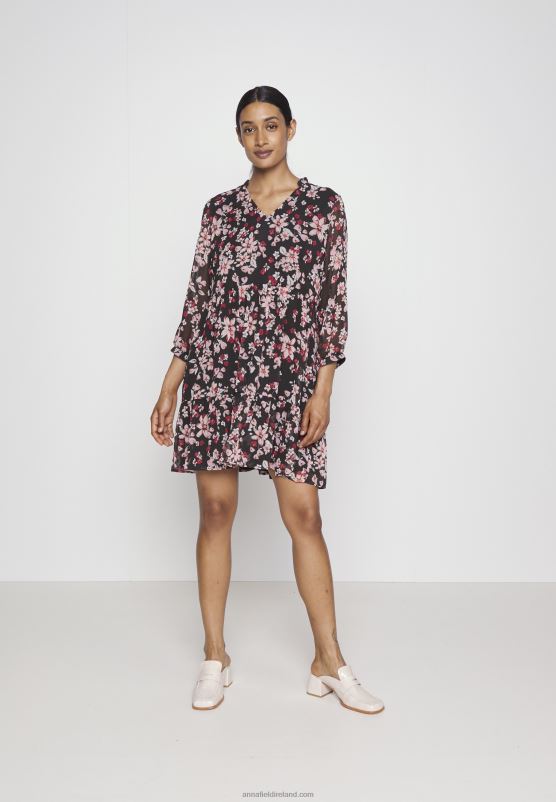 Z62T31 Women Anna Field Day Dress Pink/Black/Multi-Coloured