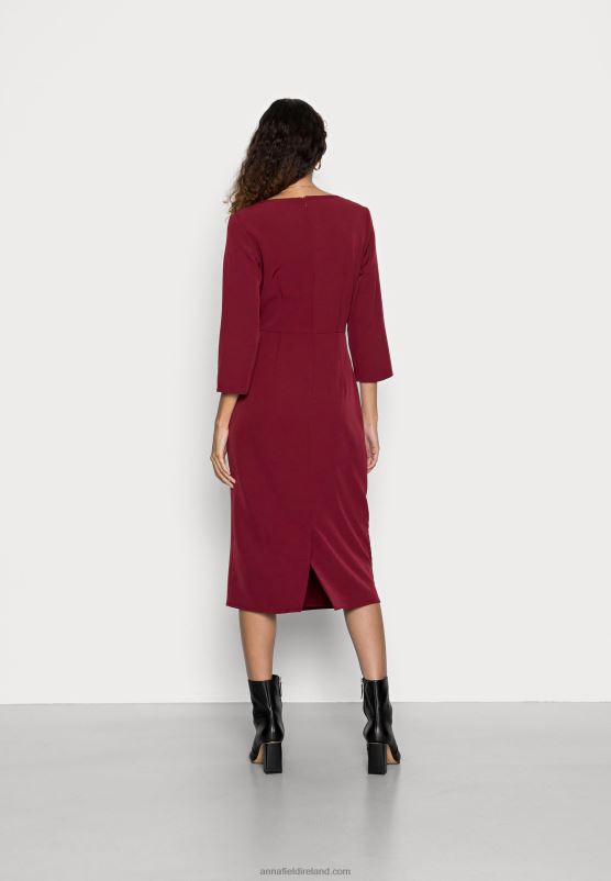 Z62T33 Women Anna Field Cocktail Dress Party Dress Dark Red