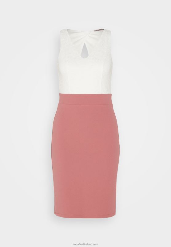 Z62T36 Women Anna Field Jersey Dress White/Pink