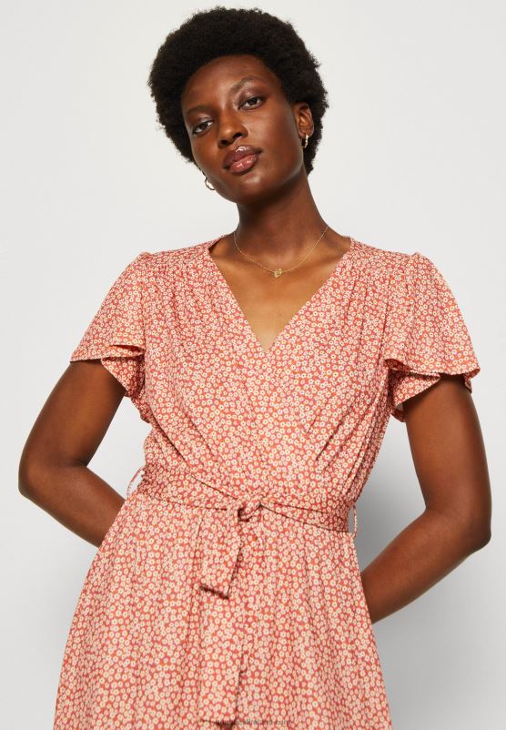 Z62T3 Women Anna Field Day Dress Brown/White