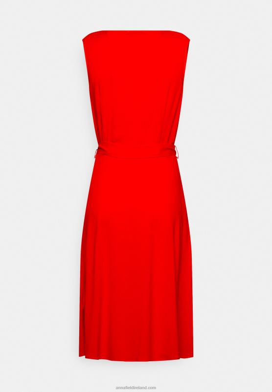 Z62T4 Women Anna Field Volant Midi Dress Day Dress Red