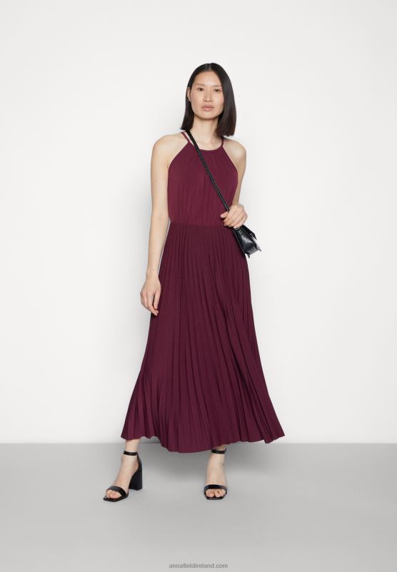 Z62T65 Women Anna Field Cocktail Dress Party Dress Dark Red