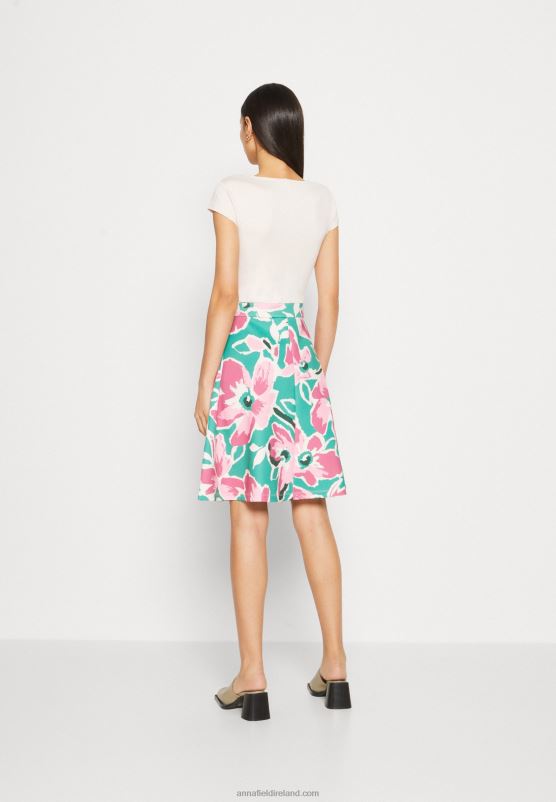 Z62T68 Women Anna Field Denim Dress White/Green/Pink