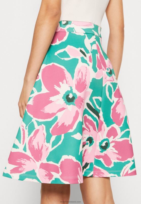 Z62T68 Women Anna Field Denim Dress White/Green/Pink