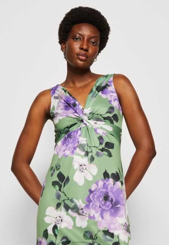 Z62T78 Women Anna Field Jersey Dress Green/Purple/White