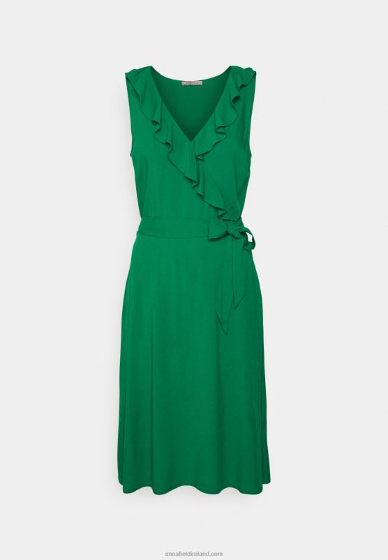 Z62T7 Women Anna Field Volant Midi Dress Day Dress Green