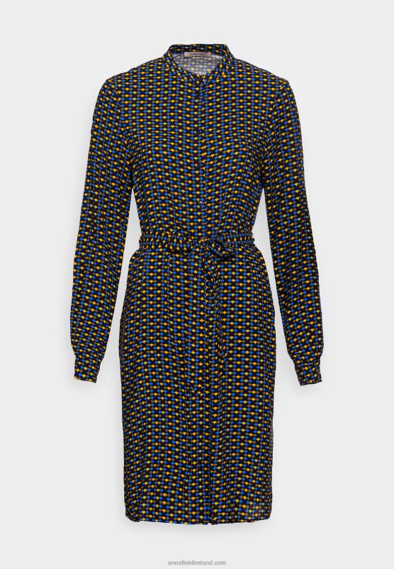 Z62T81 Women Anna Field Shirt Dress Blue/Yellow