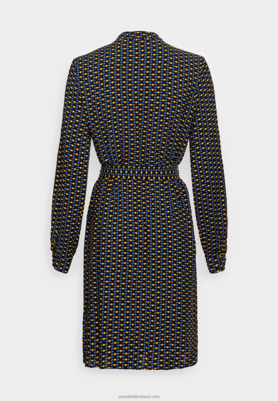 Z62T81 Women Anna Field Shirt Dress Blue/Yellow