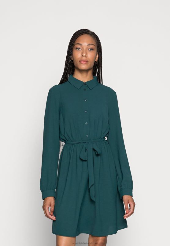 Z62T83 Women Anna Field Shirt Dress Dark Green