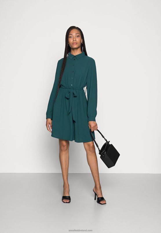 Z62T83 Women Anna Field Shirt Dress Dark Green