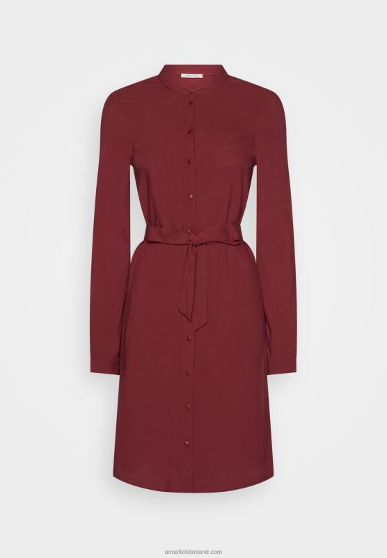 Z62T84 Women Anna Field Shirt Dress Dark Red