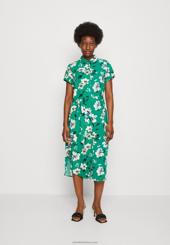 Z62T89 Women Anna Field Shirt Dress Green/Pink