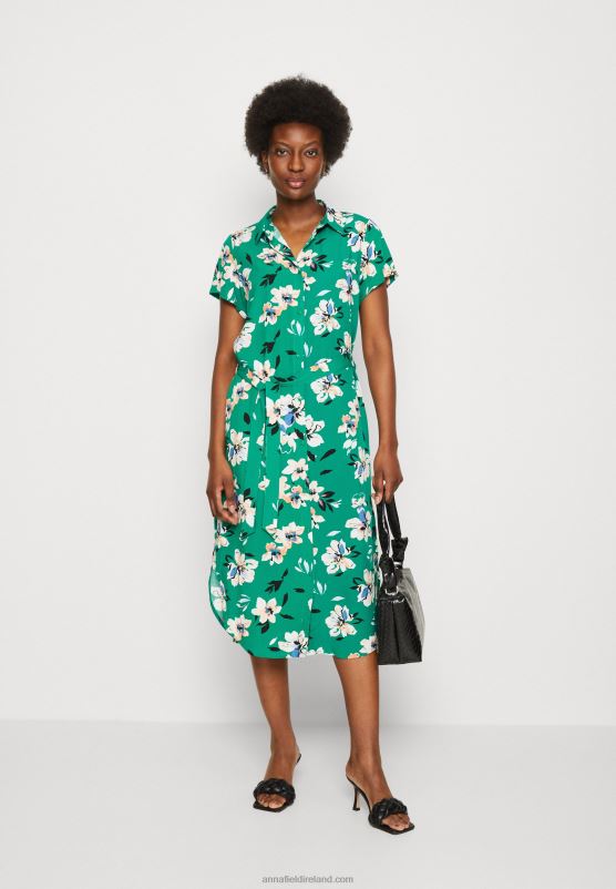 Z62T89 Women Anna Field Shirt Dress Green/Pink