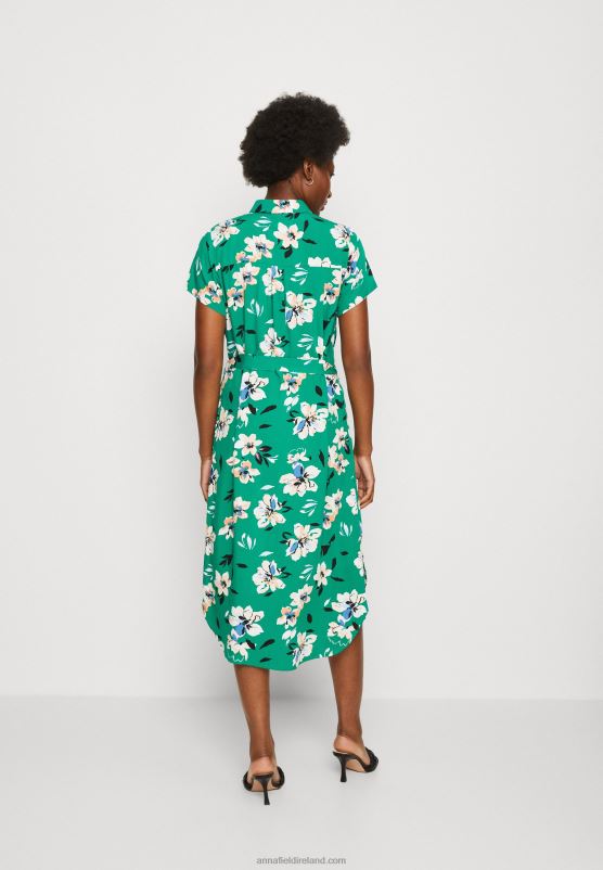 Z62T89 Women Anna Field Shirt Dress Green/Pink